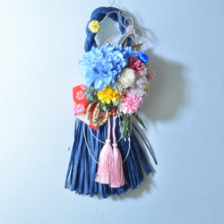 「幸せを呼ぶ」 お正月 しめ縄飾り おしゃれ 手作り ハンドメイド |タッセル ブルー０6 4枚目の画像