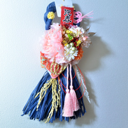 「幸せを呼ぶ」 お正月 しめ縄飾り おしゃれ 手作り ハンドメイド |タッセル ブルー０1 6枚目の画像