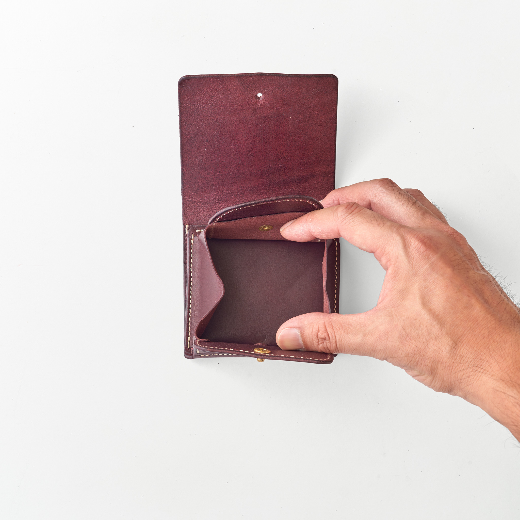 レザーコンパクト財布/Color:Burgundy