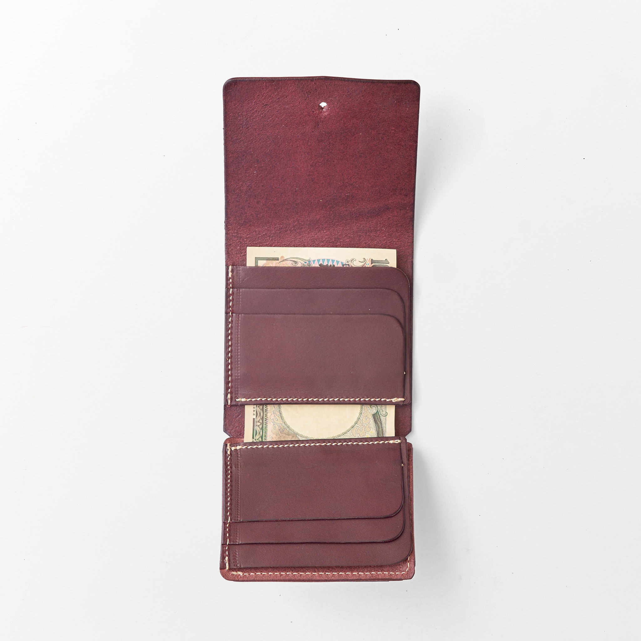 レザーコンパクト財布/Color:Burgundy