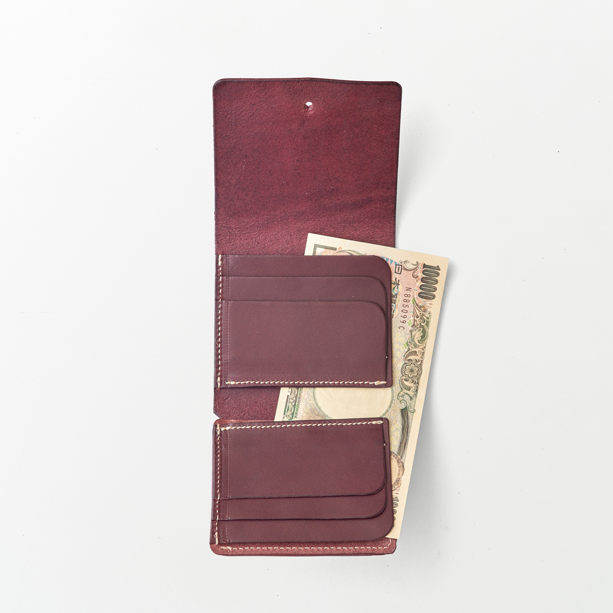 レザーコンパクト財布/Color:Burgundy
