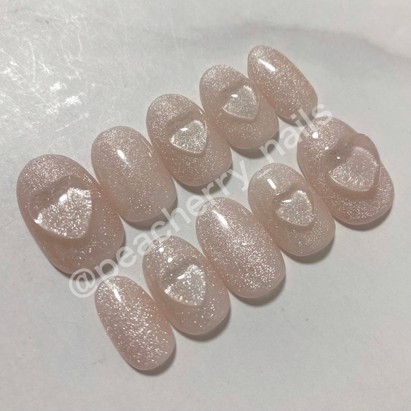 ネイルチップ マグネット ハート フレンチ ガーリー シンプル 韓国