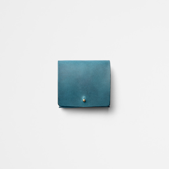 レザーコンパクト財布/Color:Blue Green 3枚目の画像