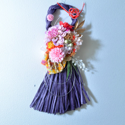 「幸せを呼ぶ」お正月 しめ縄飾り おしゃれ 手作り ハンドメイド |タッセル purple1 4枚目の画像