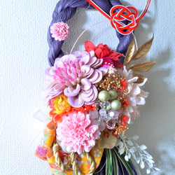 「幸せを呼ぶ」お正月 しめ縄飾り おしゃれ 手作り ハンドメイド |タッセル purple1 3枚目の画像