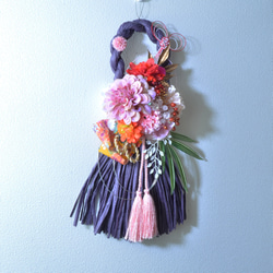 「幸せを呼ぶ」お正月 しめ縄飾り おしゃれ 手作り ハンドメイド |タッセル purple２ 5枚目の画像