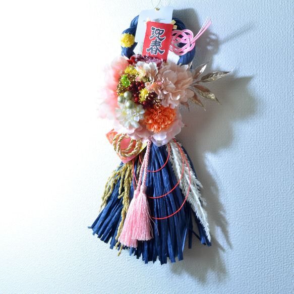 「幸せを呼ぶ」お正月 しめ縄飾り おしゃれ 手作り ハンドメイド | タッセルpurple4 5枚目の画像