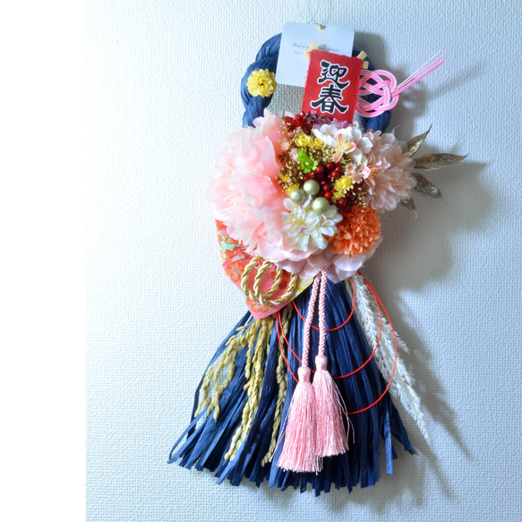 「幸せを呼ぶ」お正月 しめ縄飾り おしゃれ 手作り ハンドメイド | タッセルpurple4 4枚目の画像