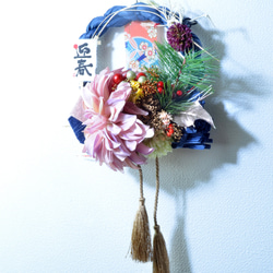 「幸せを呼ぶ」 お正月 しめ縄飾り おしゃれ 手作り ハンドメイド サークルブルー ０２ 7枚目の画像