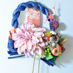 「幸せを呼ぶ」 お正月 しめ縄飾り おしゃれ 手作り ハンドメイド |サークルブルー 05 5枚目の画像