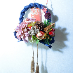 「幸せを呼ぶ」 お正月 しめ縄飾り おしゃれ 手作り ハンドメイド |サークルブルー 05 2枚目の画像