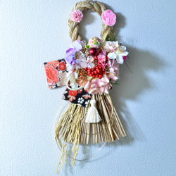 「幸せを呼ぶ」 お正月 しめ縄飾り おしゃれ 手作り ハンドメイド | タッセル ピンク 4枚目の画像