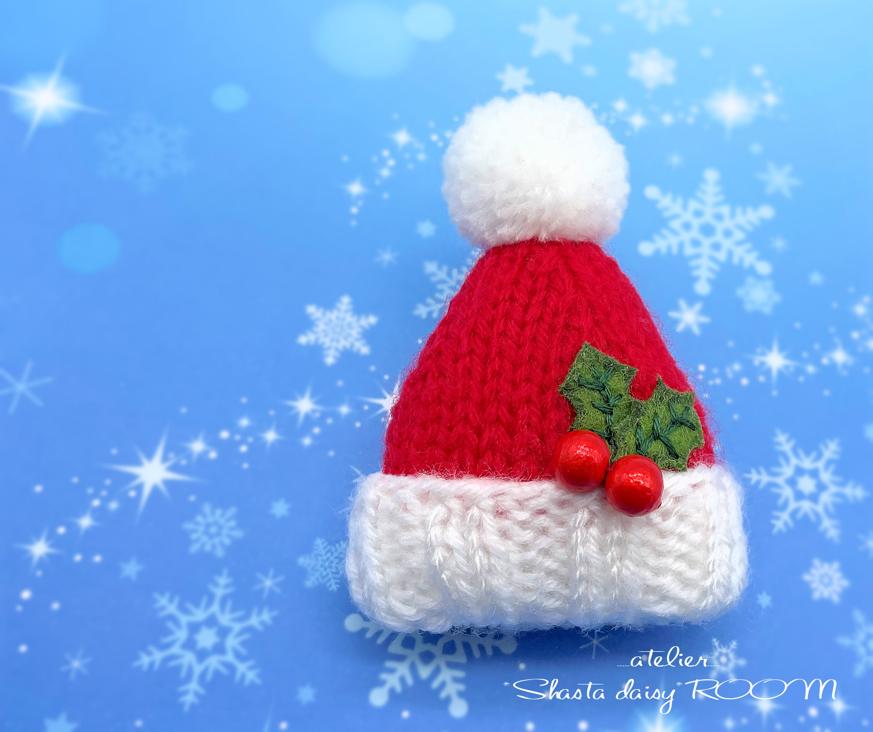 ハンドメイド♡ミニチュアXmasラストクリスマスブーツ♡サンタニット帽 