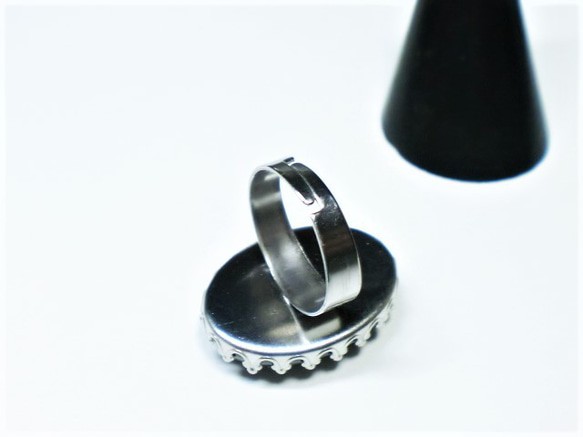 アレルギー対応ステンレス製　オニキスの指輪　大粒オーバルオニキスリング 3枚目の画像