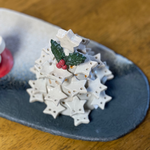 小さな可愛いサンタさん&クリスマスツリー&花柄プレートお得な3点