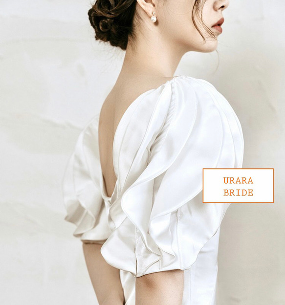 サテンソフト マーメイド パフスリーブ ウエディングドレス サテンソフト ウエディングドレス Q1905798969(14500円)