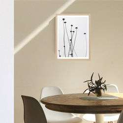 【アートポスター】植物　花　北欧　ボタニカル　ポスター　シンプル　モノトーン　モノクロ　白　ホワイト　黒　インテリア 3枚目の画像
