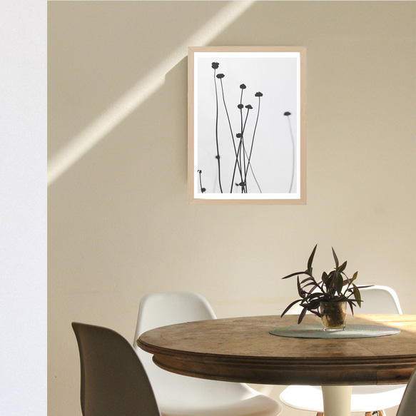 【アートポスター】植物　花　北欧　ボタニカル　ポスター　シンプル　モノトーン　モノクロ　白　ホワイト　黒　インテリア 3枚目の画像