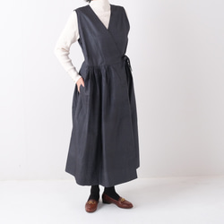 アンティーク大島紬のカシュクールワンピースコート 麻の葉 着物