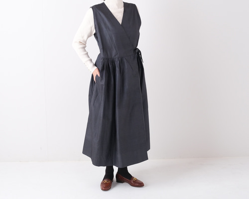 リクエストにお答えして再販】正絹紬のカシュクールワンピース