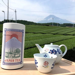 【JAPAN TEA】蘭字デザイン缶 富士山ver. 1枚目の画像