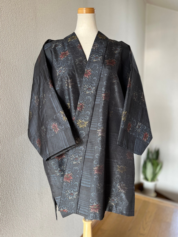 大島紬 未使用反物 リメイク 商標付き 花総柄 大人可愛いお洒落
