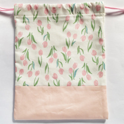 25×20  巾着  給食袋  チューリップ　ピンク 2枚目の画像