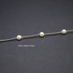 [批量優惠商品] [5M]珍珠約4mm/寬約1.0mm銀黃銅鏈NF/UCG62 第2張的照片