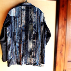 SAYOCAFEメイド、男女兼用オリジナルパッチワークジャケット(デニム) 6枚目の画像