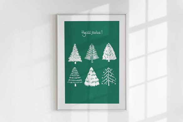 クリスマスツリー、クリスマスポスター、モミの木、北欧デザイン、シンプル、ミニマルなど様々なインテリアに。【T-0285】 9枚目の画像