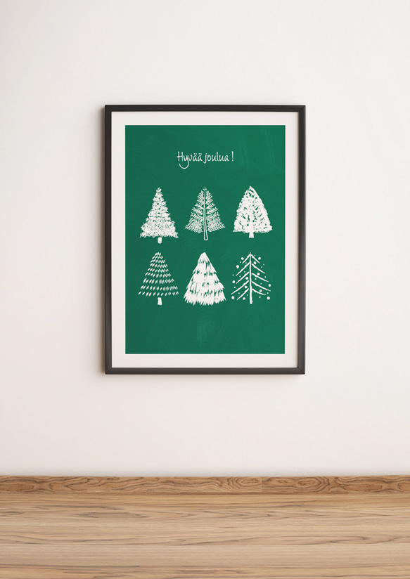 クリスマスツリー、クリスマスポスター、モミの木、北欧デザイン、シンプル、ミニマルなど様々なインテリアに。【T-0285】 7枚目の画像