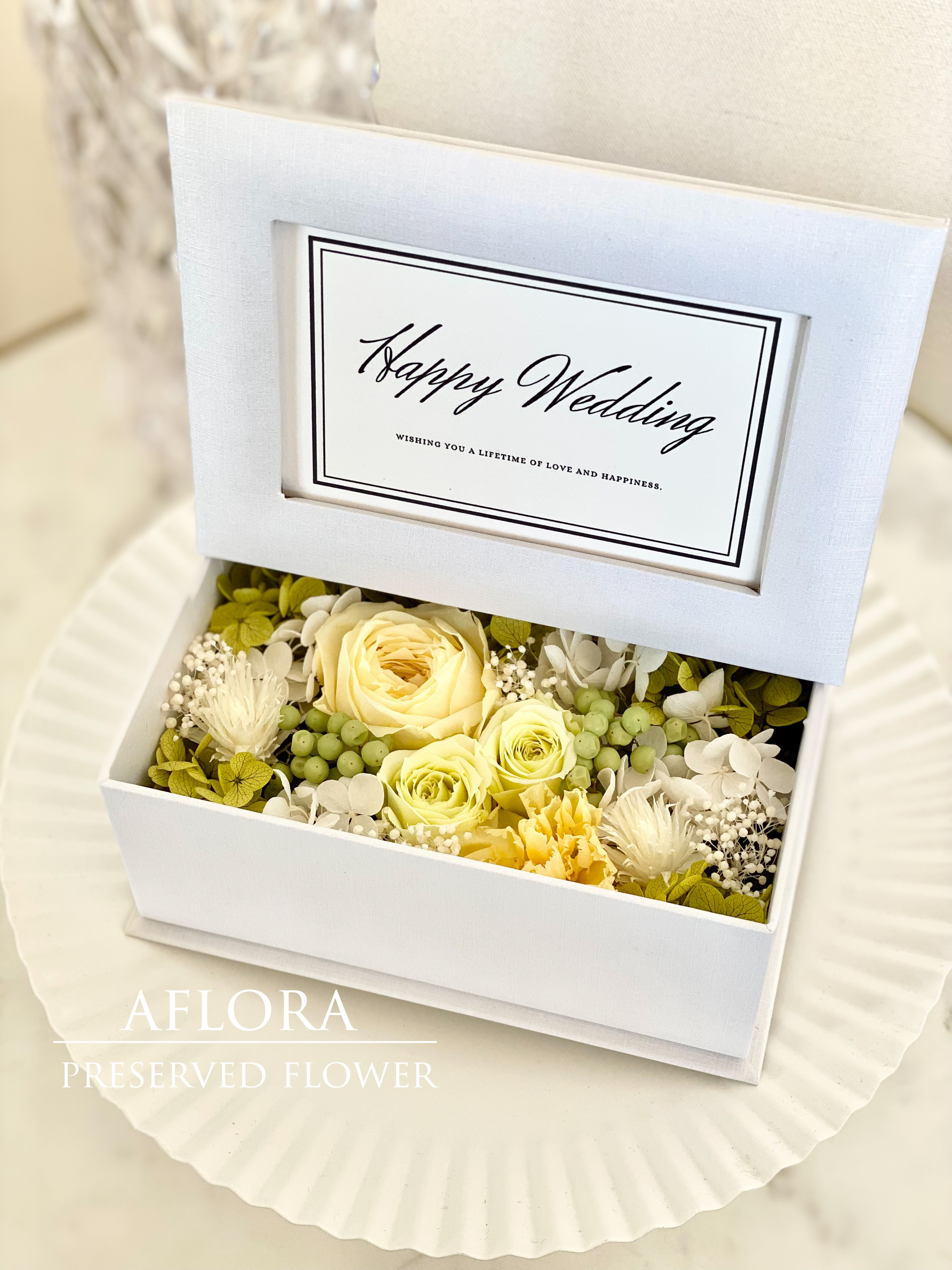 クリアグリーン フォトフレーム プリザーブドフラワーアレンジメント