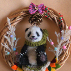 ハンドメイド 子パンダの冬のリース 羊毛フェルト ane 通販 14935810