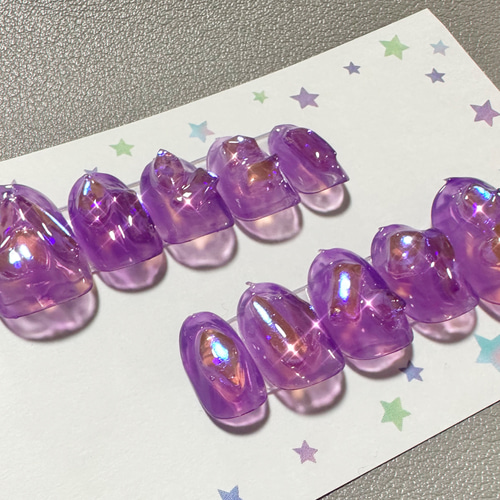 235》パープル うるうる うる艶 ちゅるん ネイルチップ 中国 ネイル