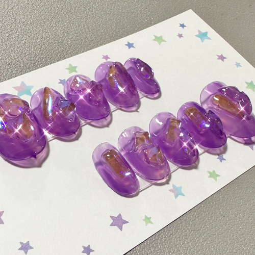235》パープル うるうる うる艶 ちゅるん ネイルチップ 中国 ネイル