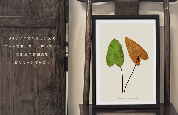 ポスター ボタニカル ハートファン 花 観葉植物 おしゃれ オリジナルデザイン アートポスター A1 A2 A 1枚目の画像