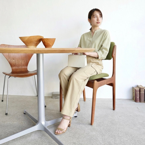 直径110cm/オーク無垢/丸テーブル/ラウンドテーブル/高さ指定可/脚