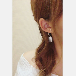 Square stripe hoop pierce/earring 2枚目の画像