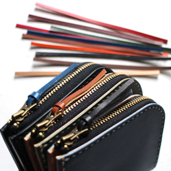 《受注生産品》 選べる革紐引き手 L字ファスナー小さい財布 〜栃木レザー１０色〜 2枚目の画像