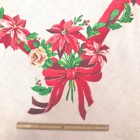 【ヴィンテージ】　クリスマステーブルクロス　170cm×120cm 7枚目の画像