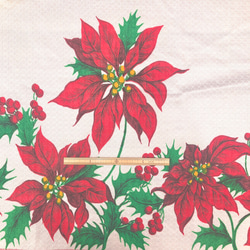 【ヴィンテージ】　クリスマステーブルクロス　オバール型　薄手　200cm×150cm 6枚目の画像
