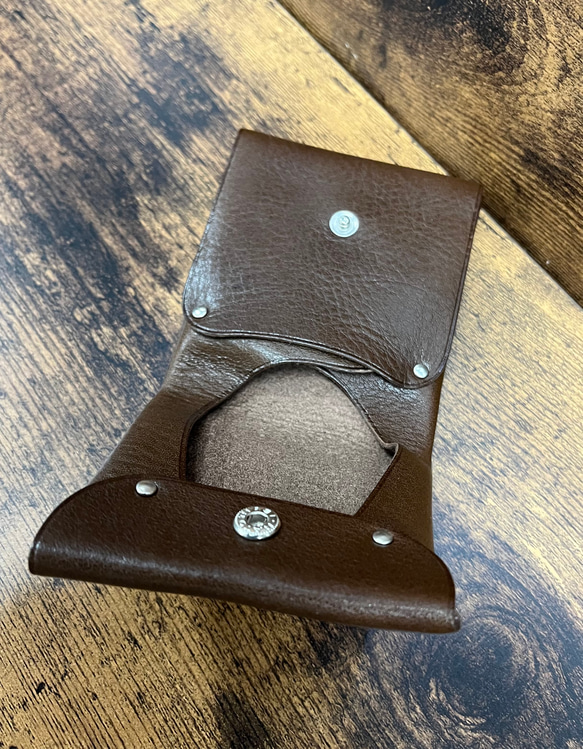 薄型二つ折り財布　コンパクト財布　持ちやすい　ダークブラウン 小さなサイフ　プレゼントに 2枚目の画像