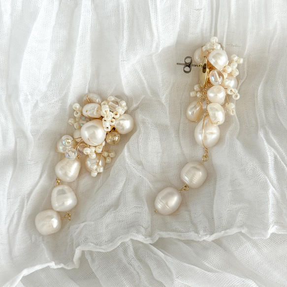 淡水珍珠長花束耳環 | 婚禮 | 新娘 | 婚前拍攝 [補貨] 第10張的照片