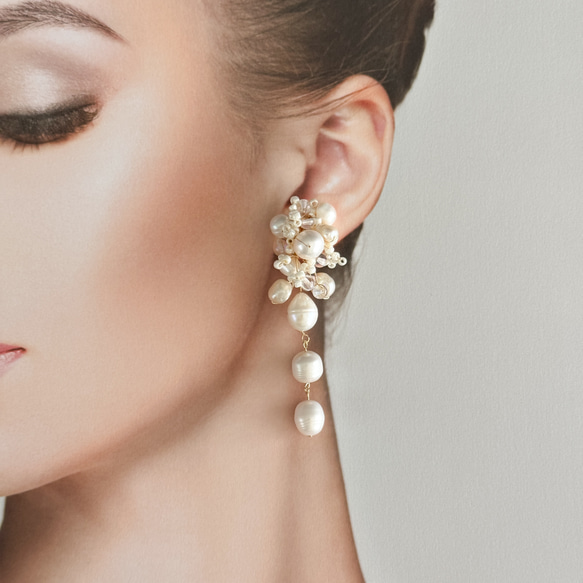 淡水珍珠長花束耳環 | 婚禮 | 新娘 | 婚前拍攝 [補貨] 第5張的照片