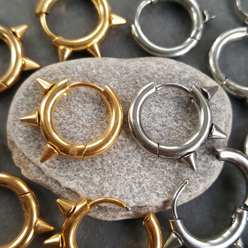 2pcs] オール サージカル ステンレス とげとげ ピアス 金属アレルギー