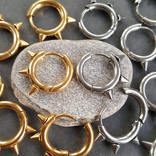 2pcs] オール サージカル ステンレス とげとげ ピアス 金属アレルギー