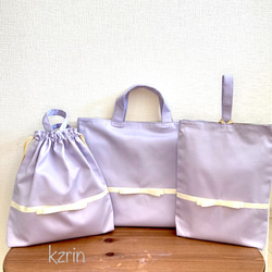 レッスンバッグ 上履き入れ体操服袋　2お弁当袋　リボンキルト レッスンバッグ 上履き入れ体操服袋 2お弁当袋 リボンキルト