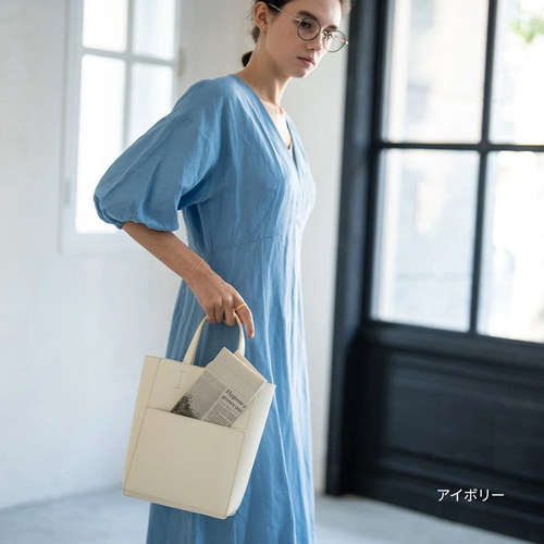 本革 2way ショルダーバッグ 縦長トート ゴールド金具 グレージュ