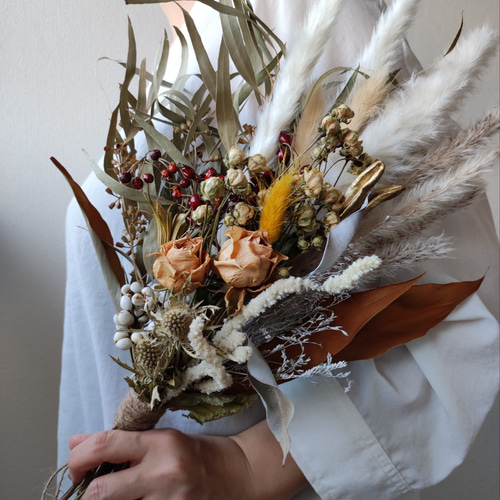 テールリードとユーカリのスワッグ ドライフラワー 花束 ウエディング  