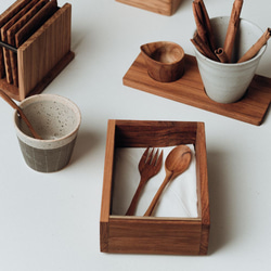 チーク ウッド カトラリーケース 木製 ボックス 小物入れ 収納 ペン